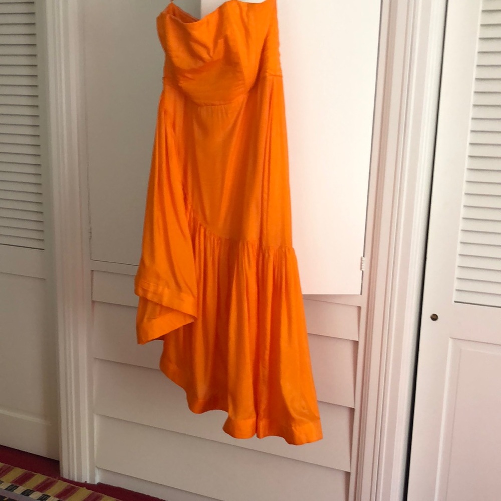 Anthropologie orange strapless dress